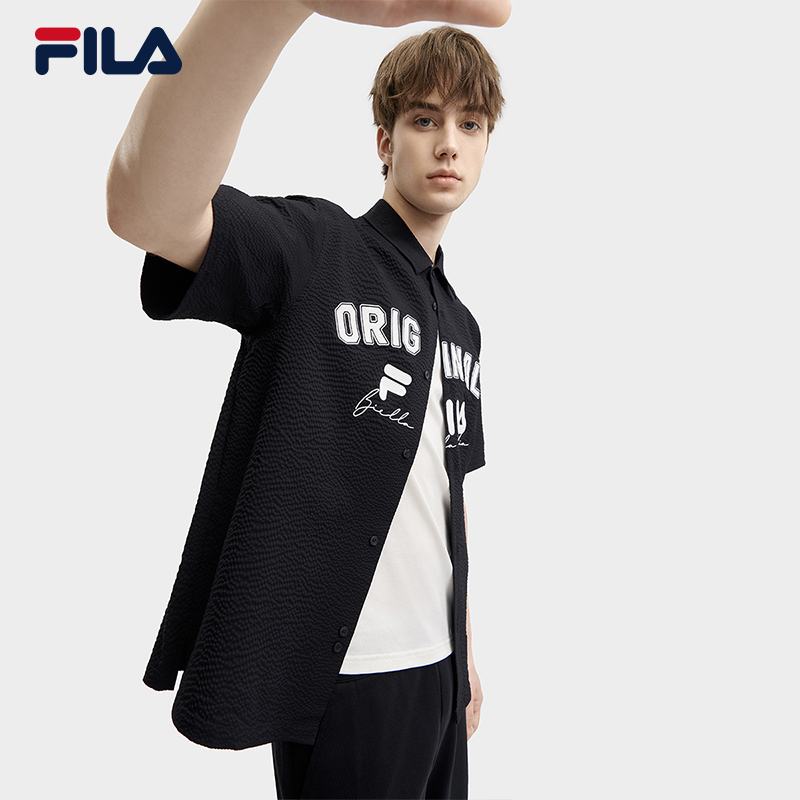 FILA CORE WHITE LINE FILA ORIGINALE Men Short Sleeves Woven Top in Black