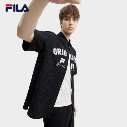 FILA CORE WHITE LINE FILA ORIGINALE Men Short Sleeves Woven Top in Black