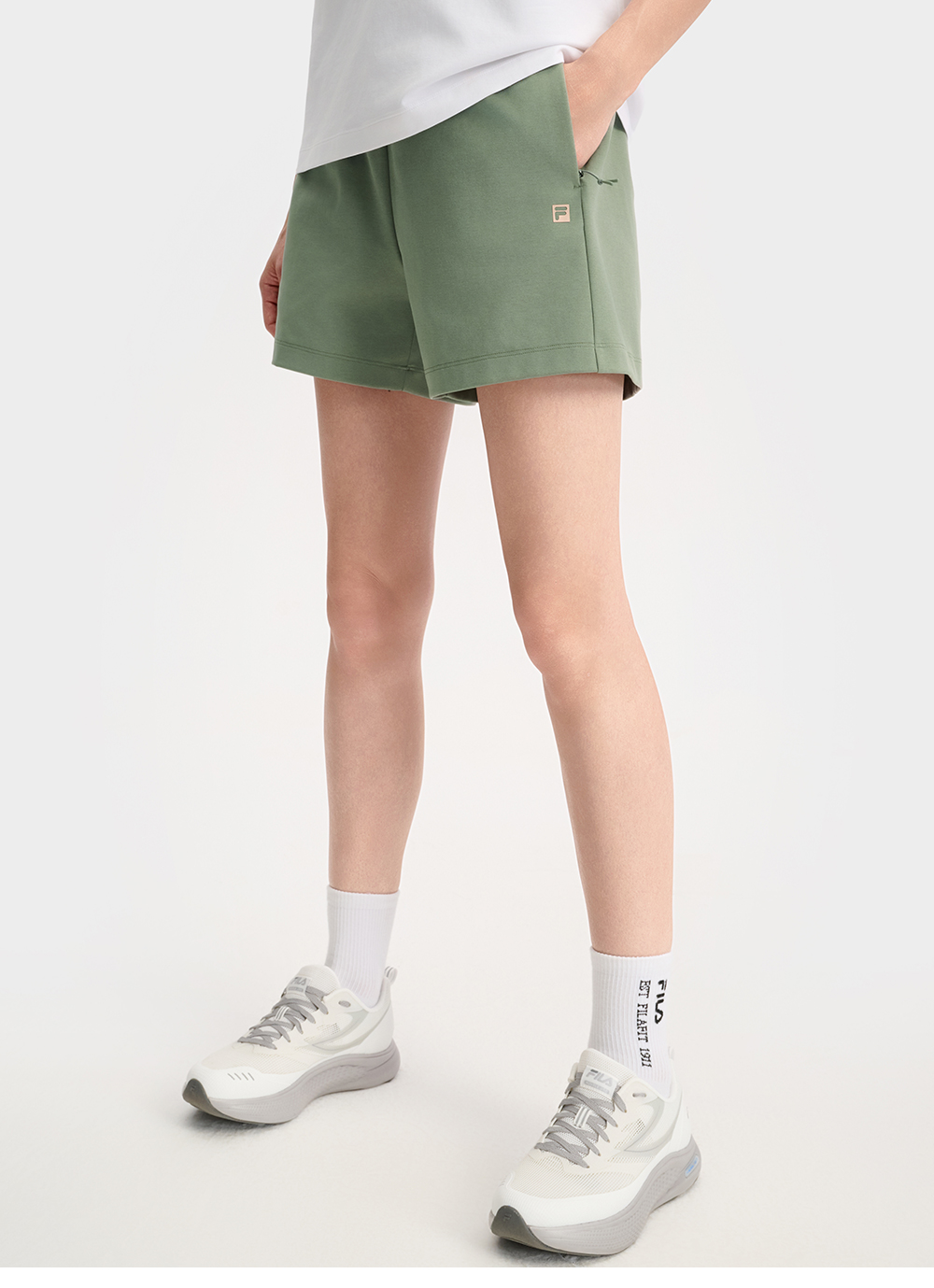 FILA CORE ATHLETICS FILA-FIT WOMEN Women Knitted Shorts (Black / Olive Green)