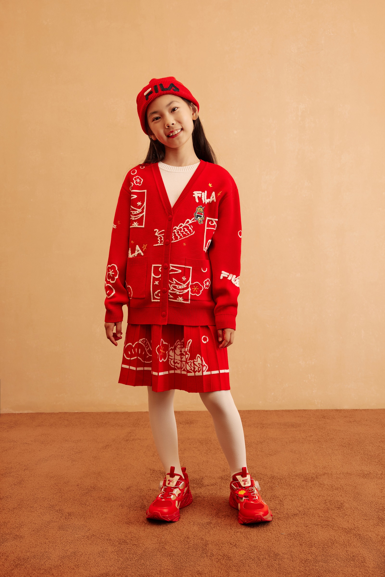 [ CNY Collection ] FILA KIDS ORIGINALE Chinese New Year Girl's Cardigan in Red