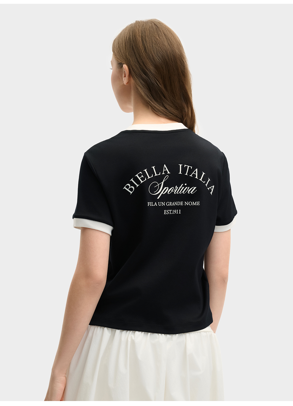 FILA CORE LIFESTYLE ORIGINALE DREAMS ON THE COURT Women Short Sleeves T-Shirt (Black / Pink / White)