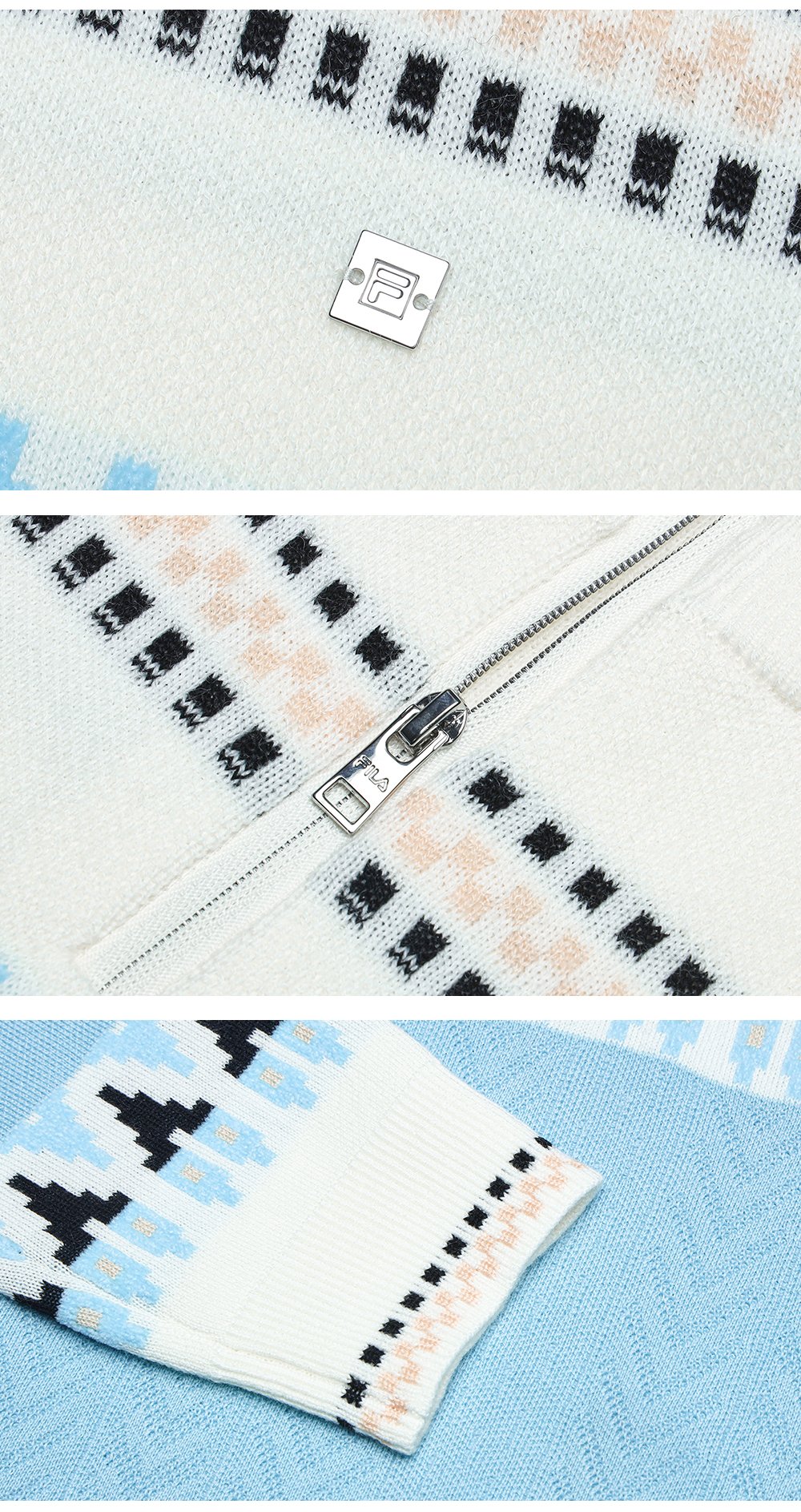 FILA CORE LIFESTYLE WHITE LINE GRENOBLE Women Knit Sweater (Full Print)