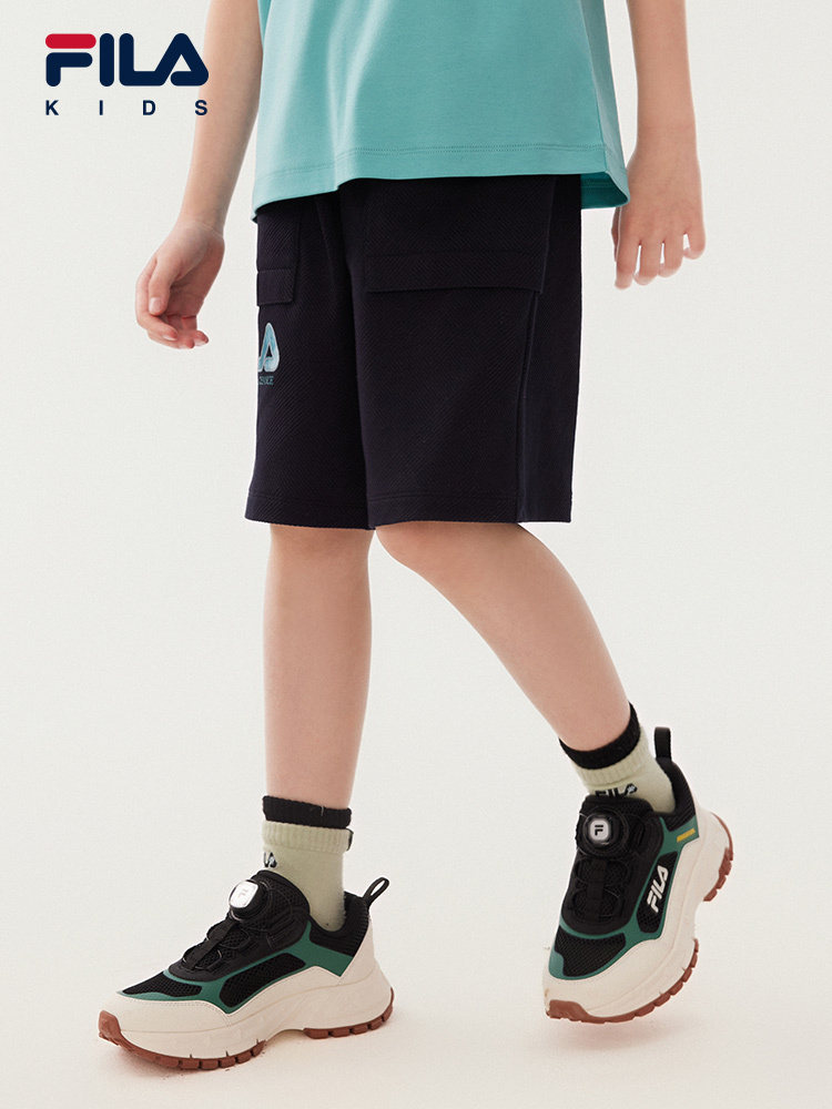 (130-170cm) FILA KIDS WHITE LINE Boy's Knit 5 Inch Pants in Navy