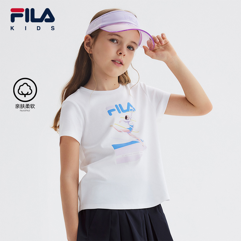 (120-170) FILA KIDS FOR CHAMPIONS ORIGINALE Girl's Short Sleeve T-shirt in White
