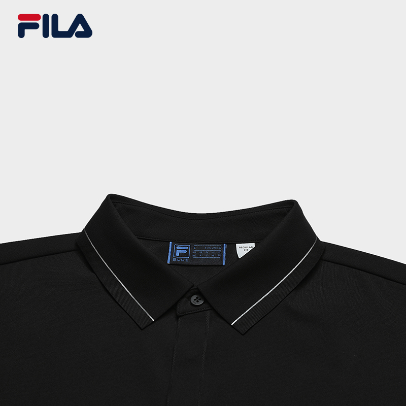 FILA CORE BLUE Men Long Sleeve Polo (Black/White)