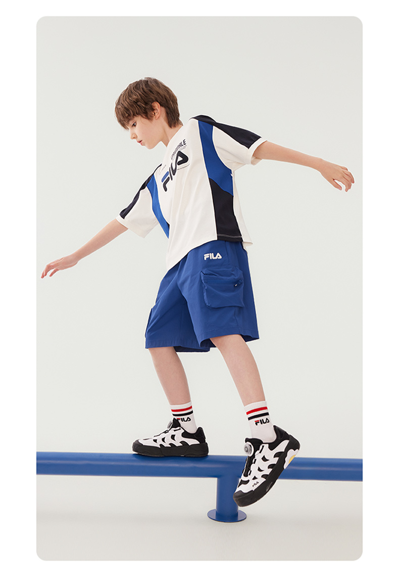 (130-170cm) FILA KIDS ORIGINALE Boy's Knit 5 Inch Pants in Navy / Blue
