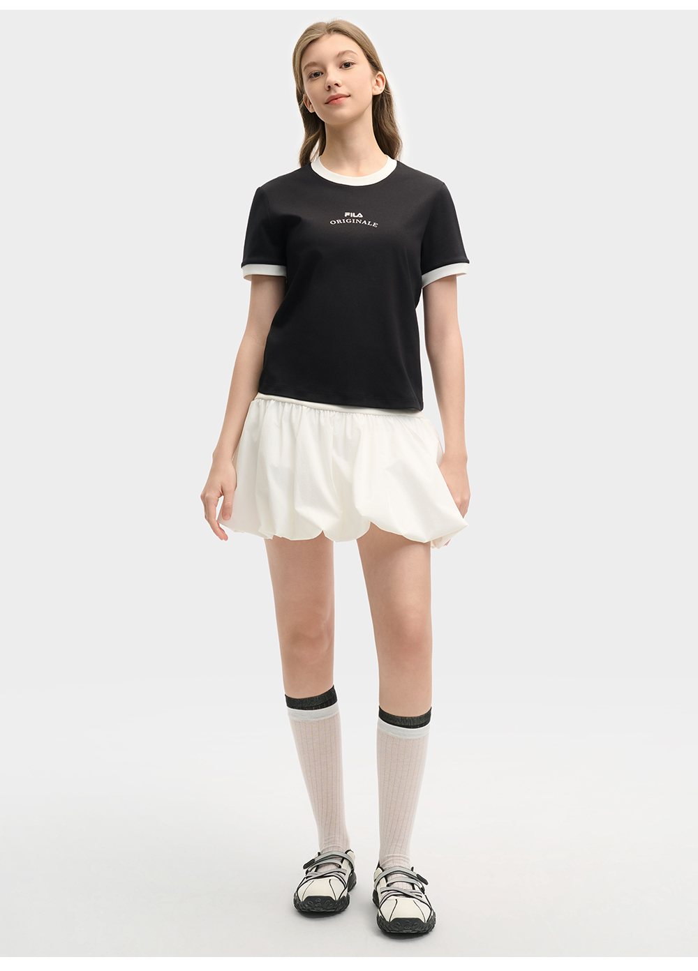 FILA CORE LIFESTYLE ORIGINALE DREAMS ON THE COURT Women Short Sleeves T-Shirt (Black / Pink / White)