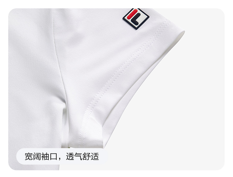 (105-130cm) FILA KIDS WHITE LINE Girl's Short Sleeve T-shirt in White