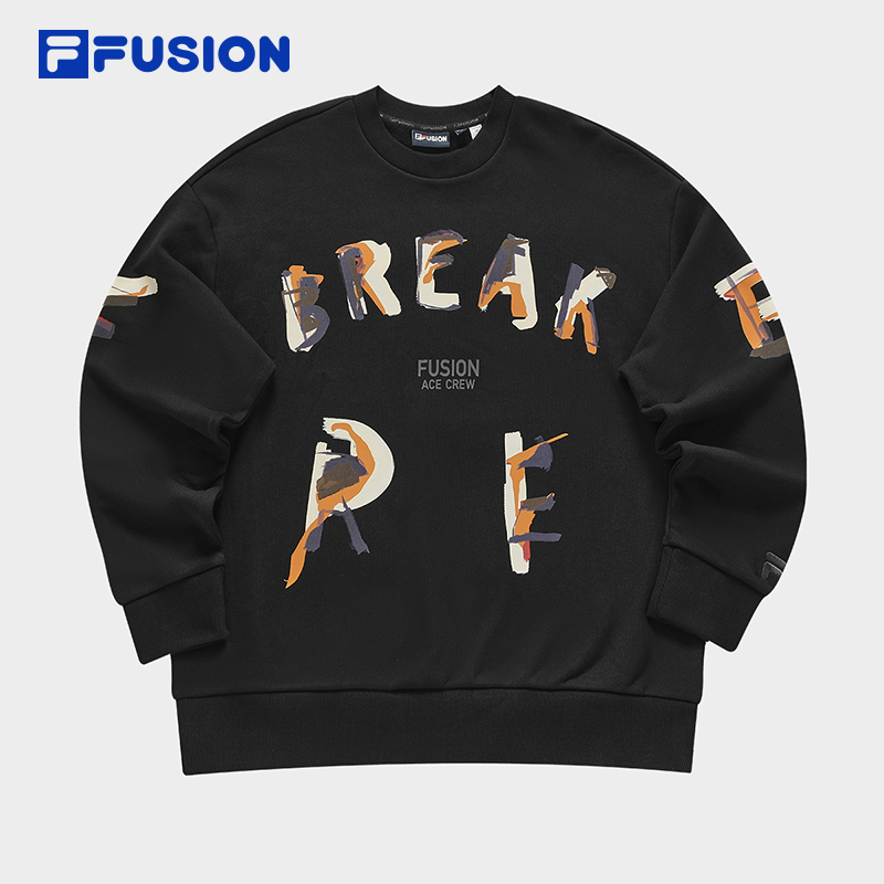 FILA FUSION INLINE WORKWEAR Unisex Pullover Sweater in Beige/ Black