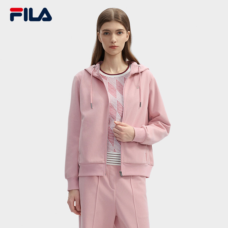 FILA CORE LIFESTYLE WHITE ORTISEI Women Hooded Jacket (Pink