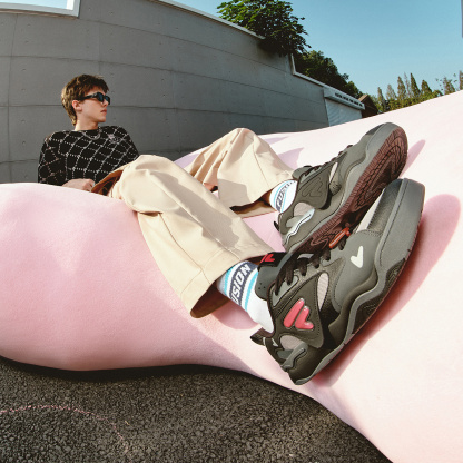[V-Day Edition] FILA FUSION KICK II Women & Men Skate Shoes (Valentine's Couple Sneakers - Black and White )