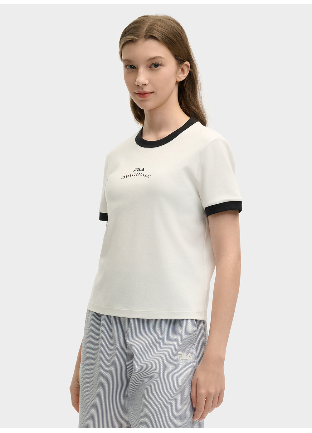 FILA CORE LIFESTYLE ORIGINALE DREAMS ON THE COURT Women Short Sleeves T-Shirt (Black / Pink / White)