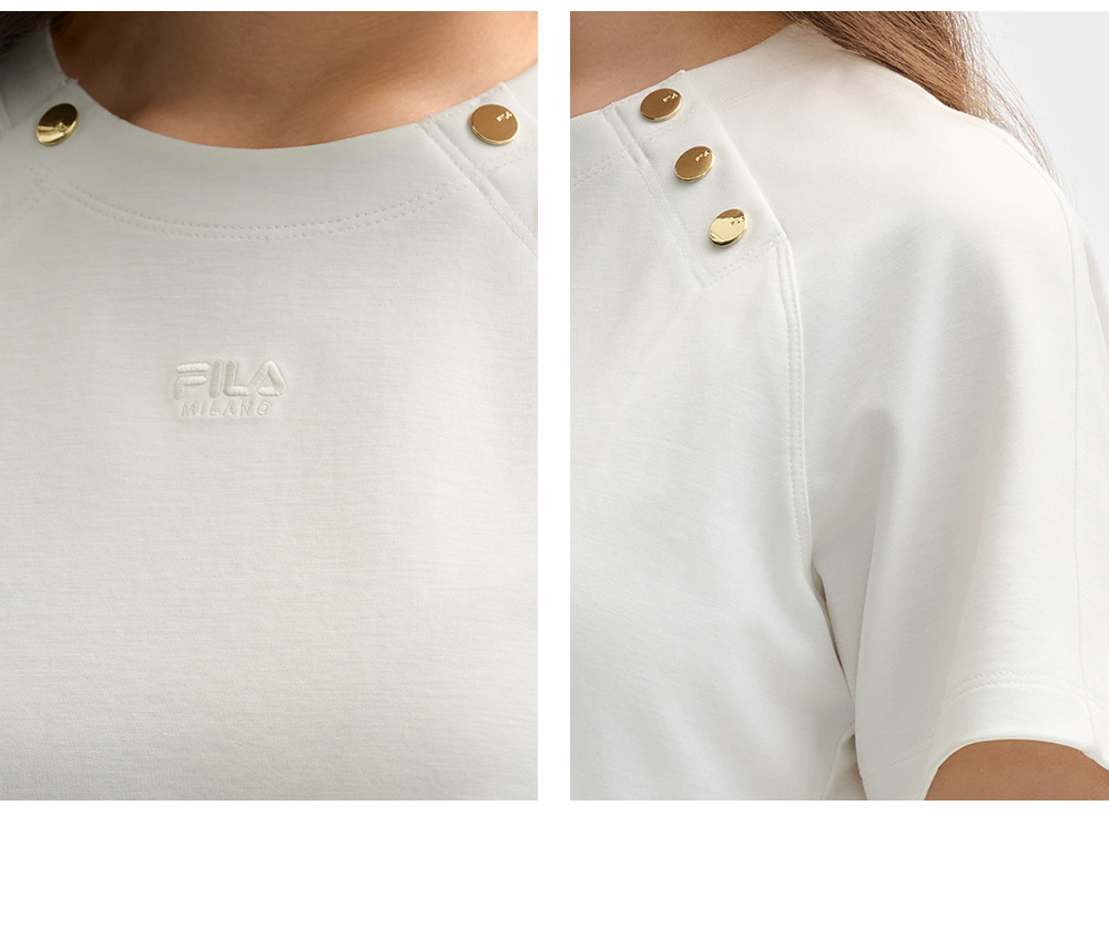 FILA CORE LIFESTYLE MILANO LUXURY CAFFE / FLAT WHITE Women Short Sleeves T-Shirt (Black / White)