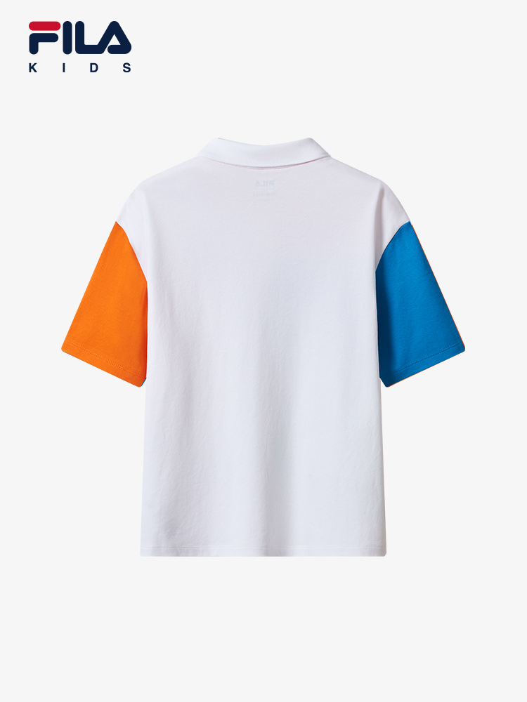 (130 - 165cm) FILA KIDS ORIGINALE Boy's Short Sleeve Polo T-Shirt in White