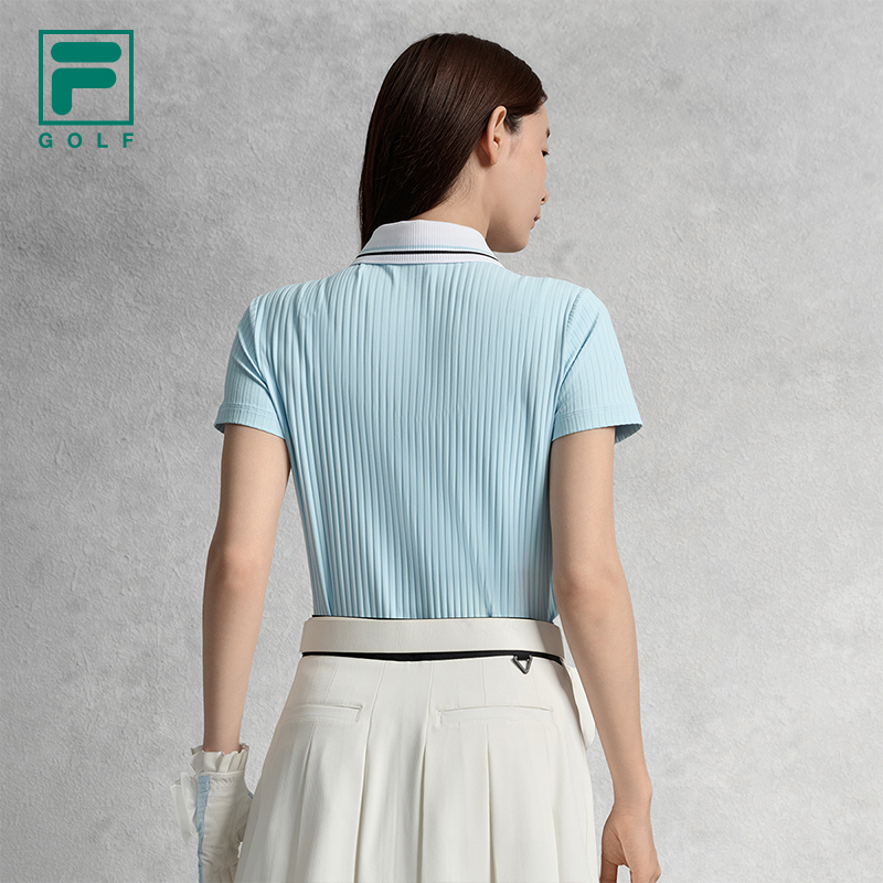 FILA CORE ATHLETICS GOLF ELITE GOLF CLUB Women Short Sleeve Polo (Black / Light Blue / White)