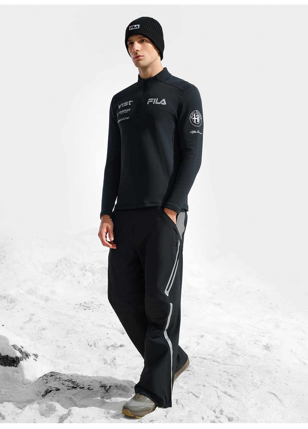 FILA CORE ATHLETICS SKI FILA X JAMES JEAN Men Long Sleeve Top (Black / White)