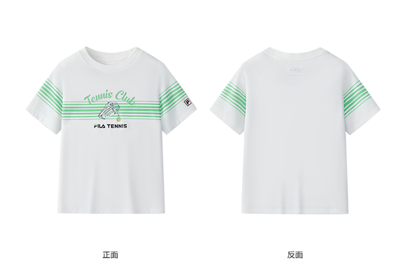 (105 - 130cm) FILA KIDS TENNIS Boy's Short Sleeve T-Shirt in White