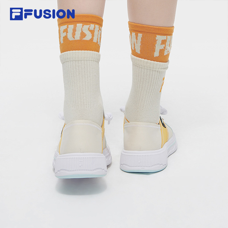 FILA FUSION POP III SE FUSION SKATEBOARDING Women's Lifestyle Sneakers (Black / White / Yellow Shoes)