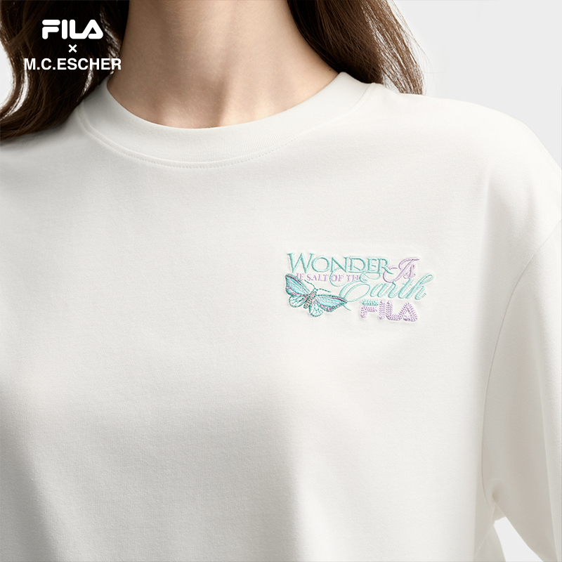FILA CORE LIFESTYLE HERITAGE FILA X M.C.ESCHER Women Short Sleeve T-shirt (Pink / White)