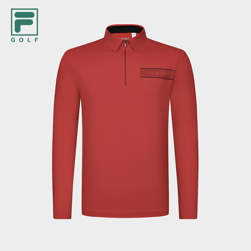 FILA CORE ATHLETICS GOLF Men's Long Sleeve Polo in Red