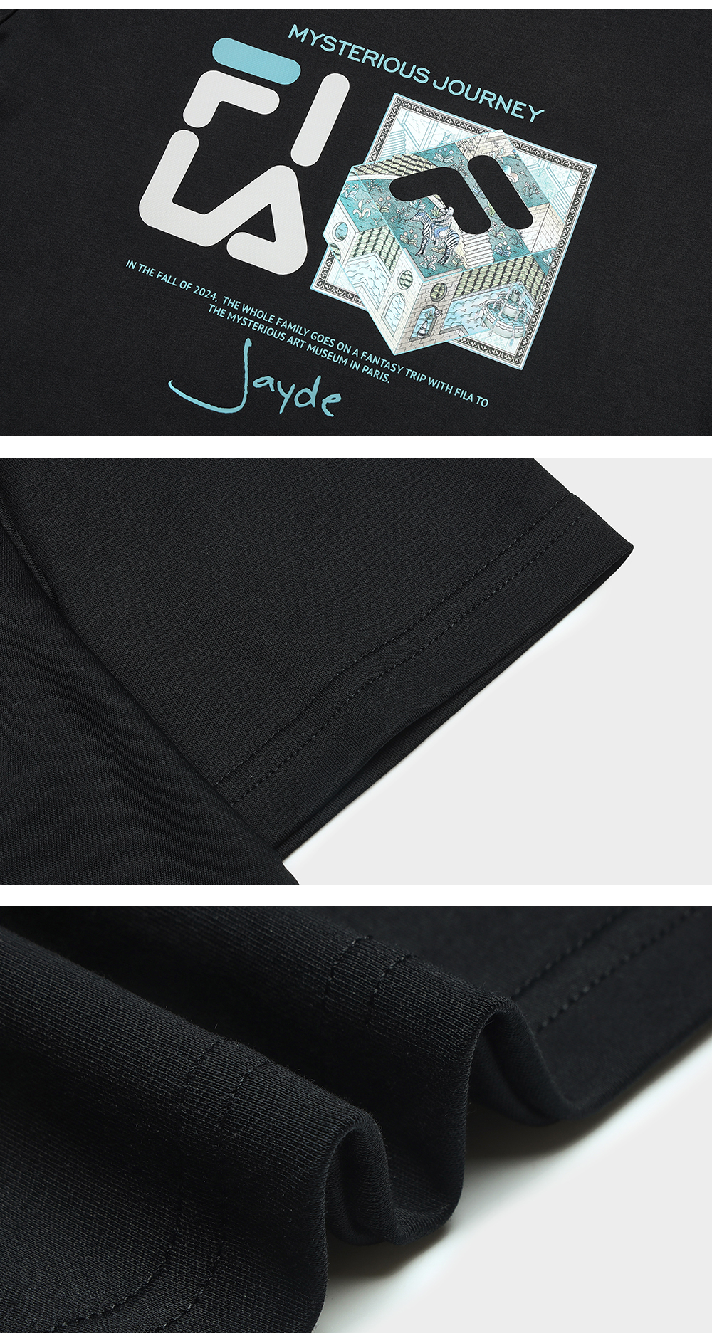 FILA CORE LIFESTYLE HERITAGE MYSTERIOUS JOURNEY Men Short Sleeve T-shirt (Black / White)