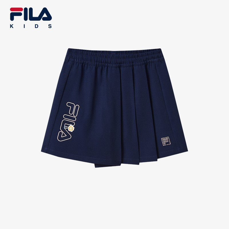 (105-130cm) FILA Kids breathable short skirt girls' pants skirt woven skirt in Dark Blue