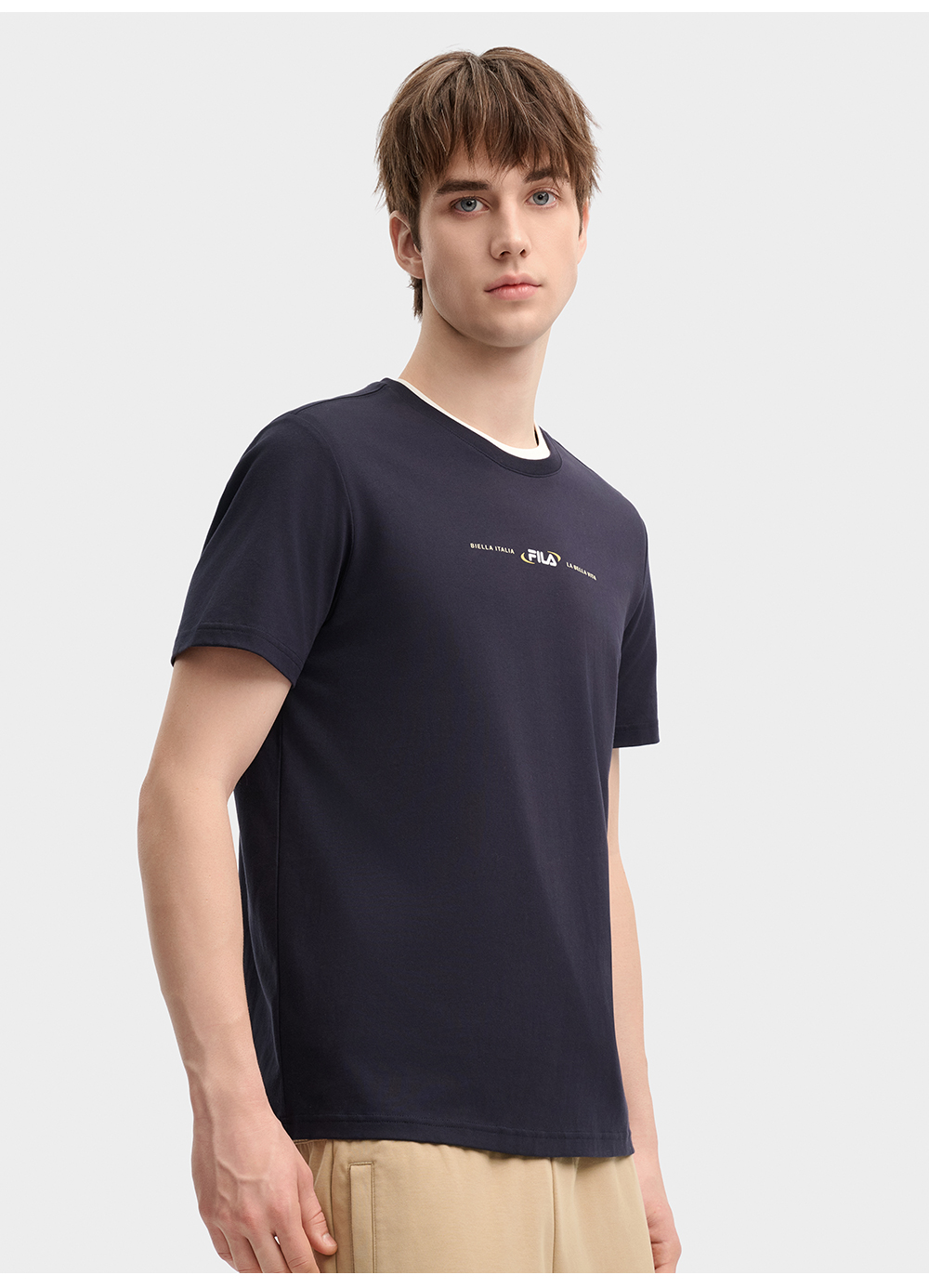 FILA CORE LIFESTYLE ORIGINALE FÊTE DE LA MUSIQUE Men Short Sleeve T-shirt (Brown / Navy)