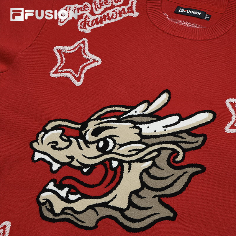 [ NANA CNY Collection ] FILA FUSION CULTURE Women's Knit Sweater in Red Chinese New Year