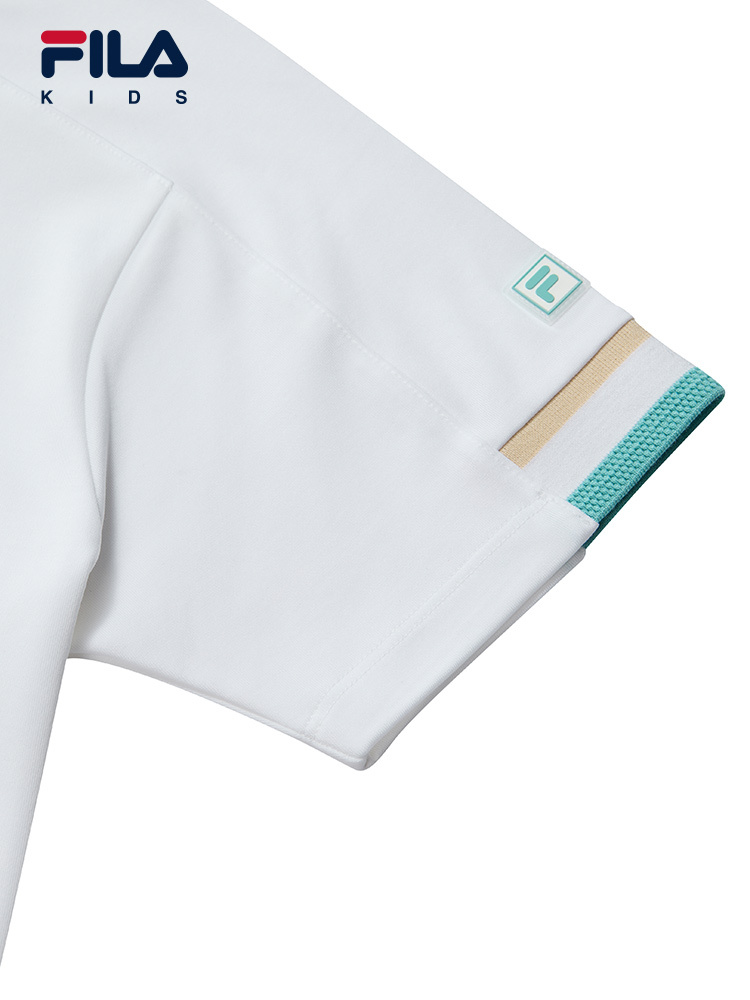(130 - 170cm) FILA KIDS WHITE LINE Boys Short Sleeve T-Shirt in White
