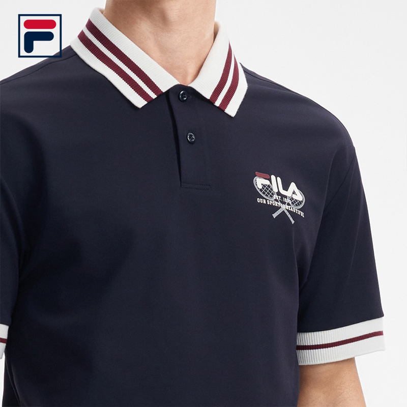 FILA ATHLETICS Men Knitted Short Sleeve Polo Shirt