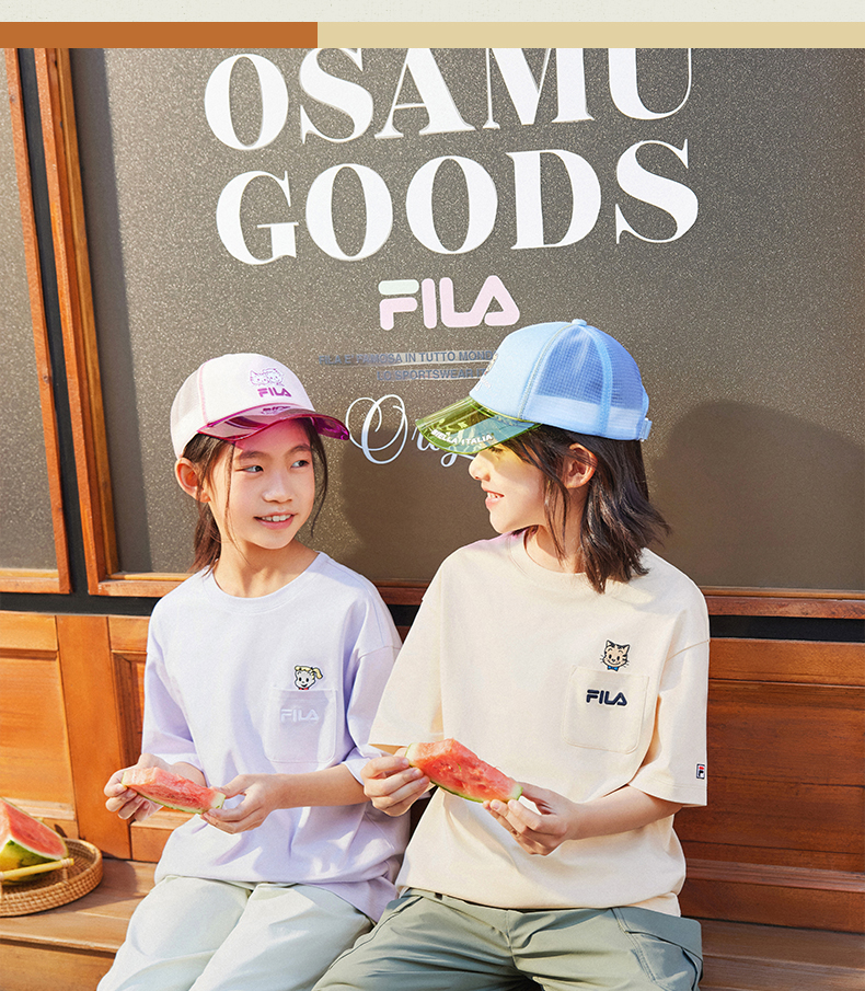 (130 - 170cm) FILA KIDS x OSAMU GOODS Unisex Short Sleeve T-Shirt
