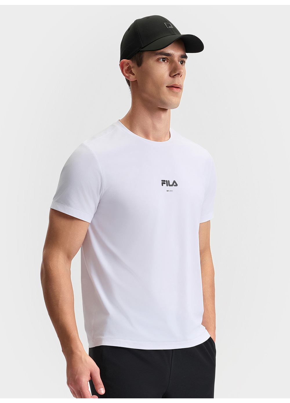 FILA CORE ATHLETICS FITNESS BLACK MEN SPACE DRIOD Men Short Sleeves T-Shirt (Black / Blue / White)
