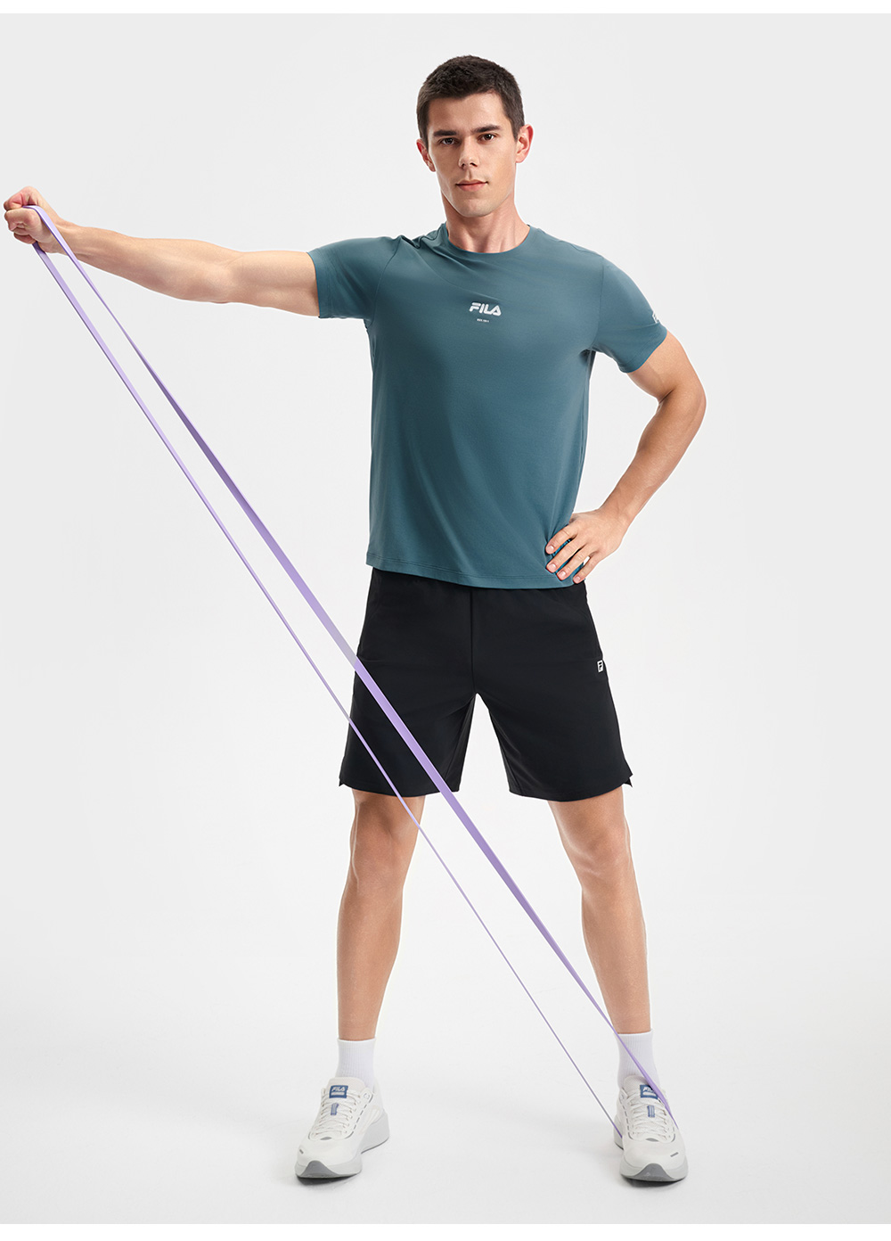 FILA CORE ATHLETICS FITNESS BLACK MEN SPACE DRIOD Men Short Sleeves T-Shirt (Black / Blue / White)