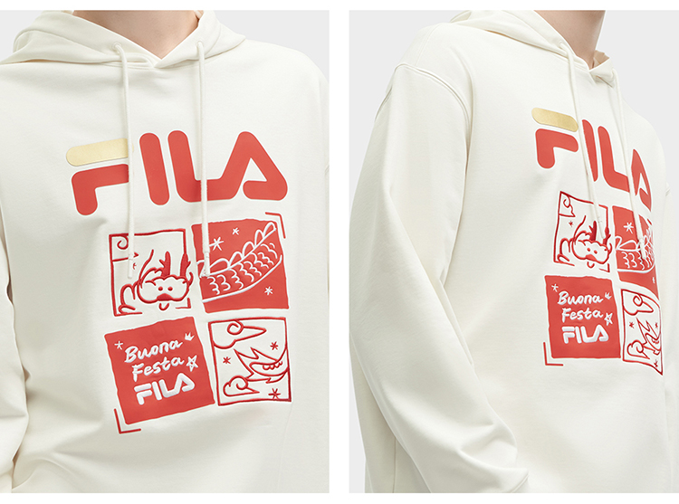 [ CNY Collection ] FILA CORE WHITE LINE ORIGINALE Men's Hooded Sweater in Red Chinese New Year