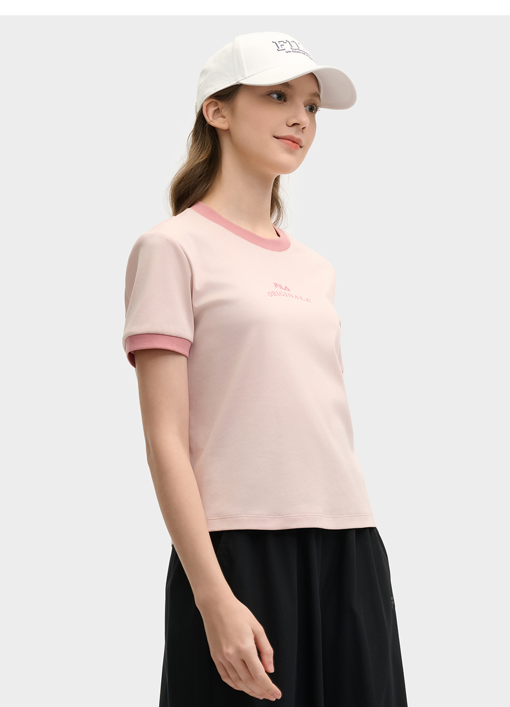 FILA CORE LIFESTYLE ORIGINALE DREAMS ON THE COURT Women Short Sleeves T-Shirt (Black / Pink / White)