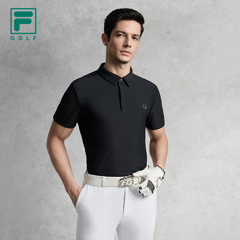 FILA CORE ATHLETICS GOLF ELITE GOLF CLUB Men Short Sleeve Polo (Black)