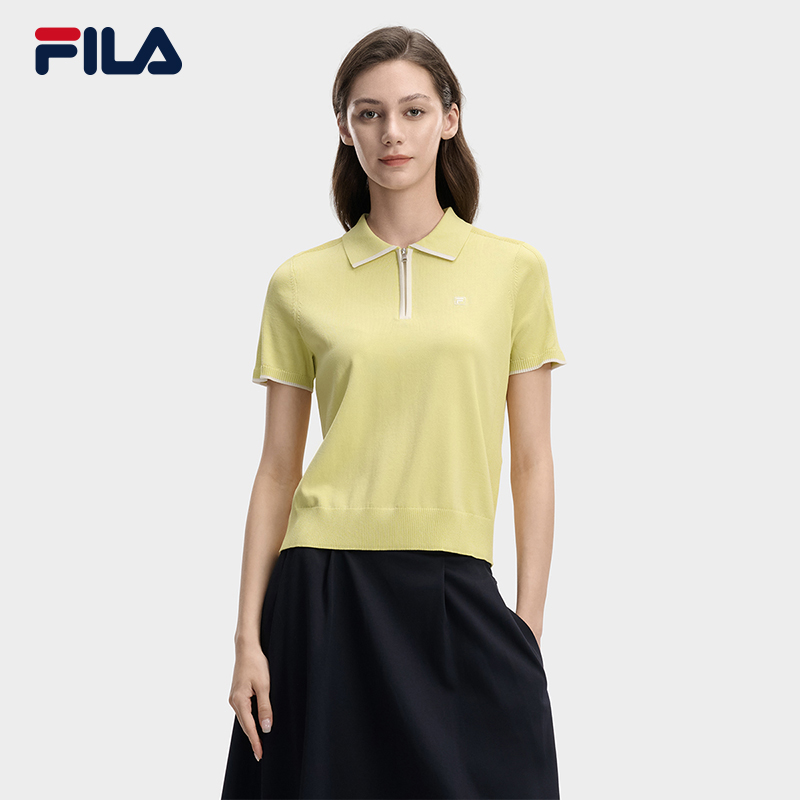 FILA CORE Women WHITE Knitted Top LIGHT GREEN