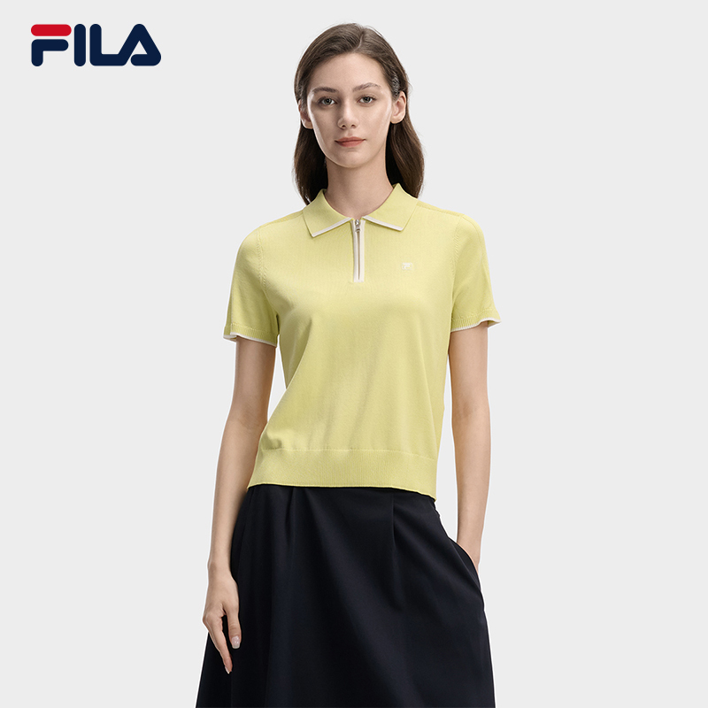 FILA CORE Women WHITE Knitted Top LIGHT GREEN