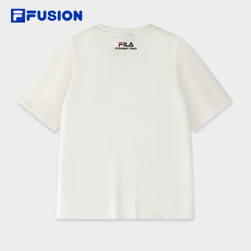 FILA FUSION CROSS OVER FUSION X ROUND TWO URBAN WAVE RIDER Women Short Sleeves T-Shirt (Black / White)