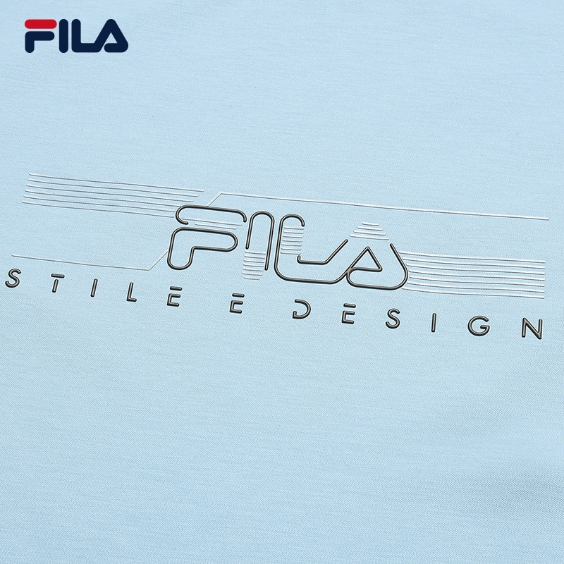 FILA CORE Men WHITE Knitted Short Sleeve Top LIGHT BLUE