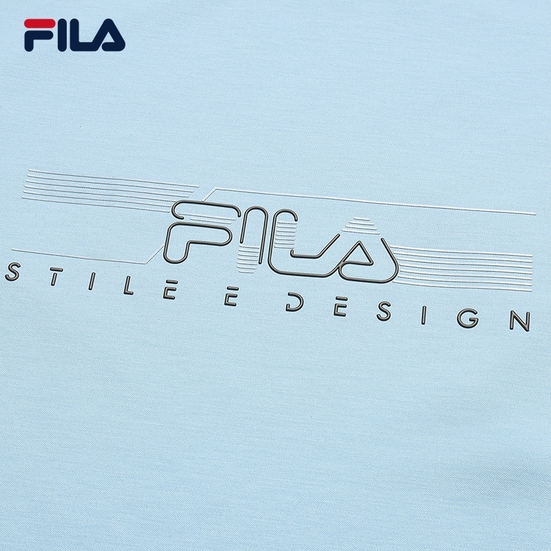 FILA CORE Men WHITE Knitted Short Sleeve Top LIGHT BLUE
