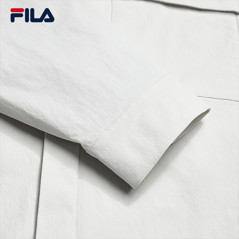 FILA CORE Men WHITE Woven Long Sleeve Jacket GREY