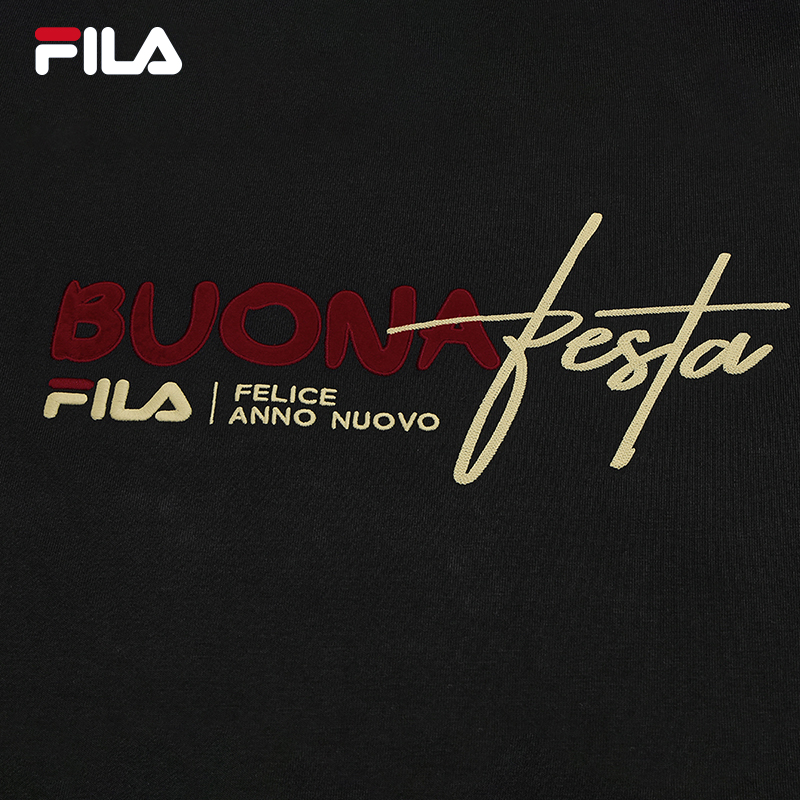 FILA CORE Men CNY Knitted Short Sleeve Top BLACK