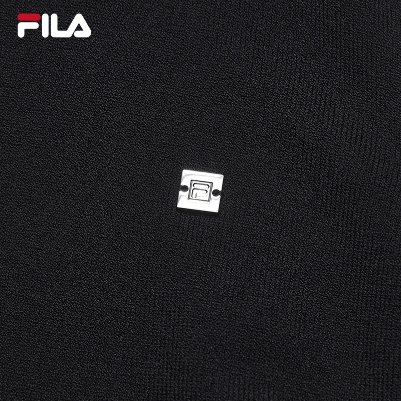 FILA CORE Women WHITE Knitted Short Sleeve Top NAVY