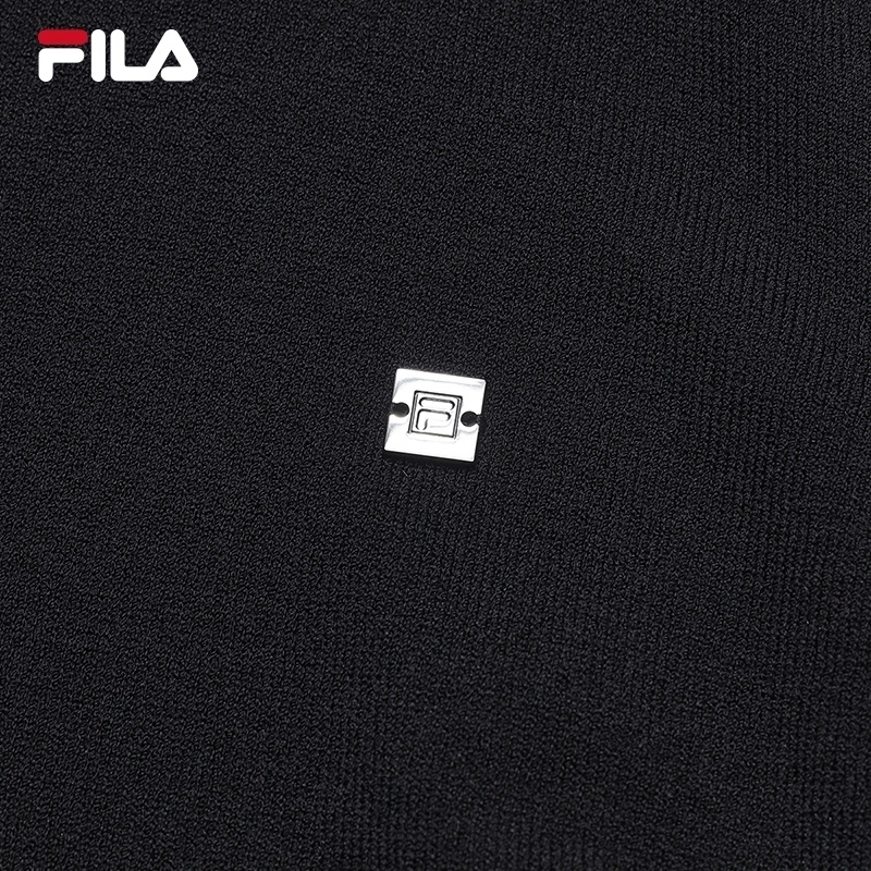 FILA CORE Women WHITE Knitted Short Sleeve Top NAVY