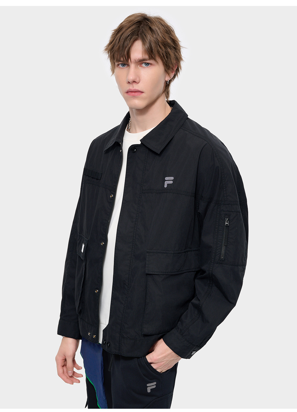 FILA FUSION INLINE FUSION X - WORKWEAR DANCE CITY GROOVE Men Woven Jacket (Black / Light Green)