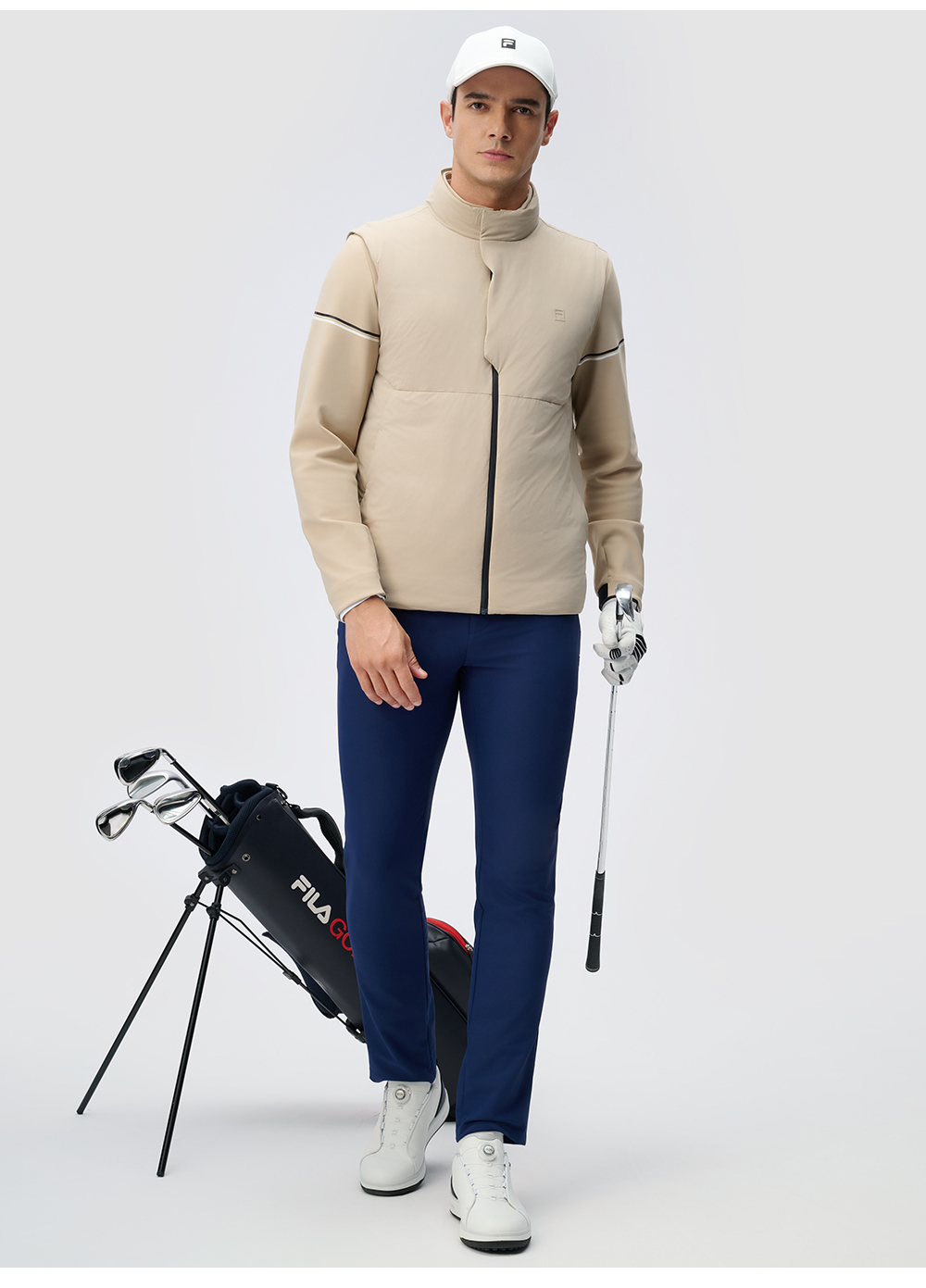 FILA CORE ATHLETICS SLOPS TO FIELD Men 2-piece Down Jacket (Light Khaki)
