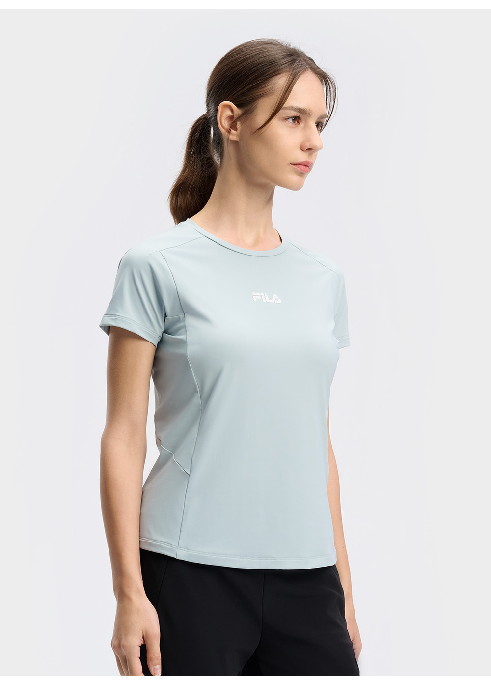 FILA CORE ATHLETICS BLACK Women Short Sleeve T-shirt (Turquoise / White)
