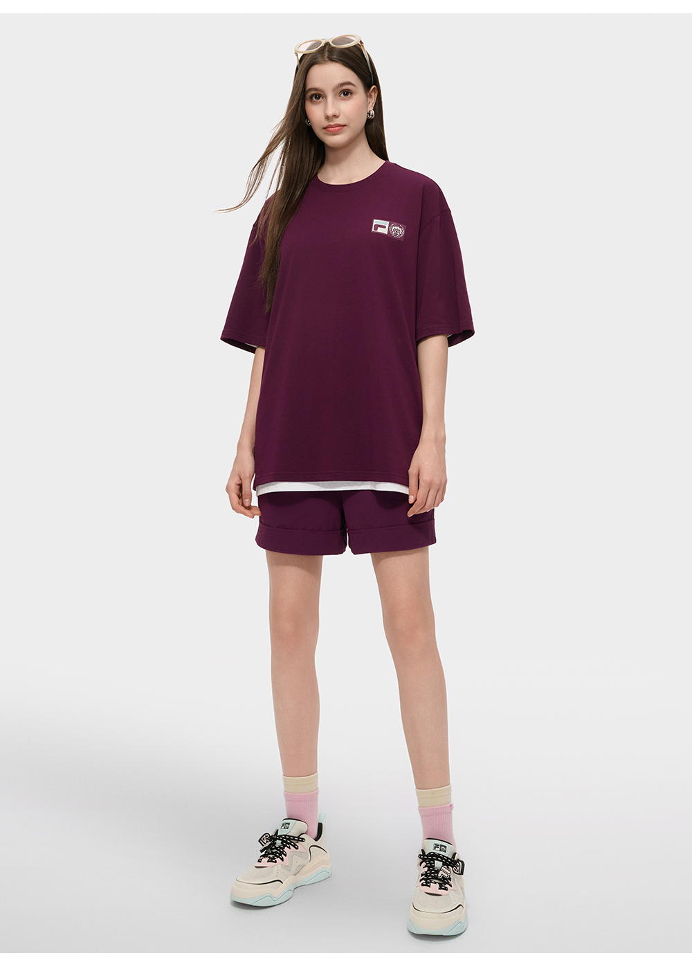 FILA FUSION  FUSION X MR DOODLE Unisex Short Sleeve T-shirt (Pink / Purple / White / Yellow)