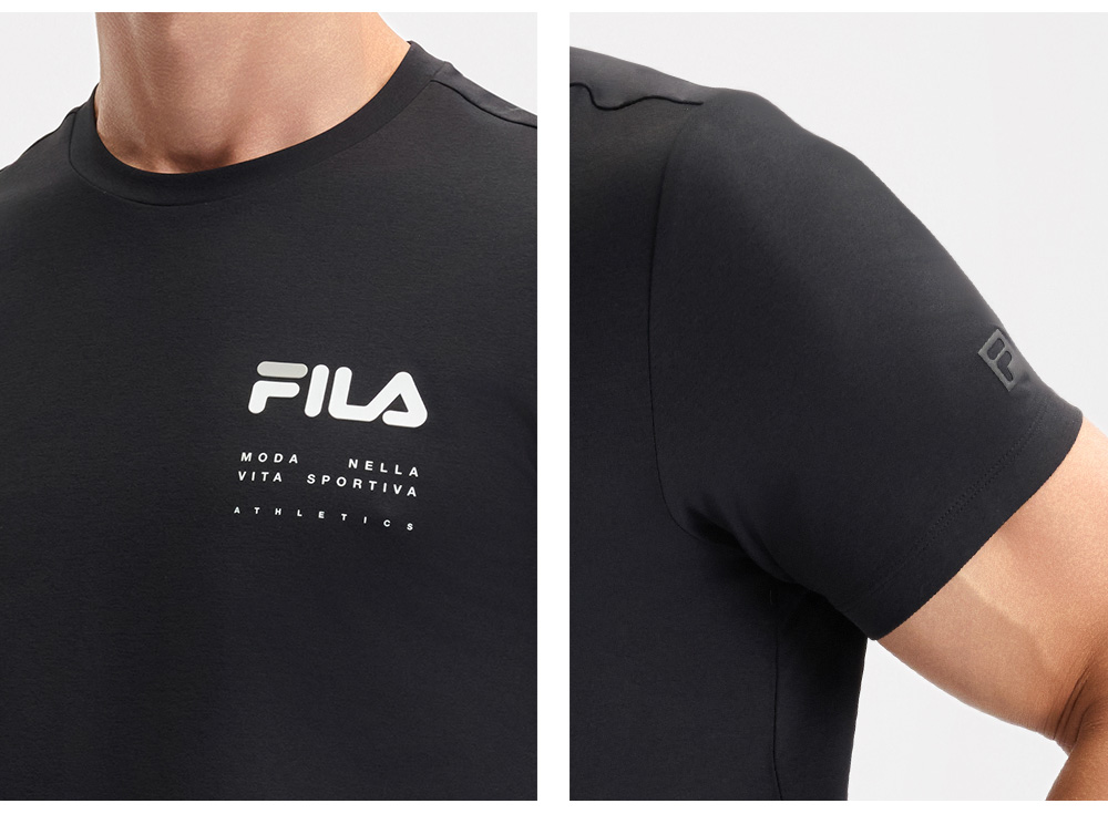 FILA CORE ATHLETICS FITNESS MEN ARTE ELEGANTE Men Short Sleeves T-Shirt (Black / Ash / Blue)
